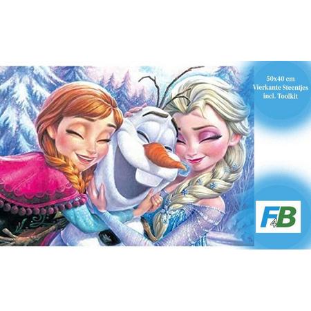 F4B Diamond Painting Frozen 40x50cm | Vierkant | Disney | Elsa | Anna | Olaf | Sneeuw | Kinderen | Pakket Volwassenen en Kinderen
